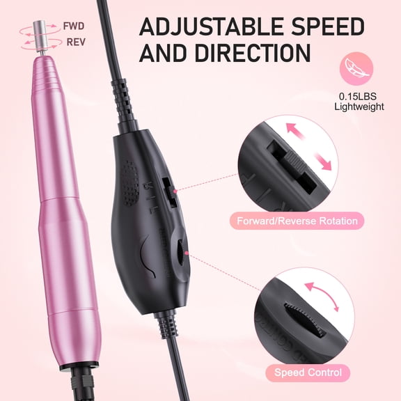Electric Nail Drill Kit, 20000RPM Professional Nail File Machine with Aluminum Alloy Body, Rechargeable Cordless Efile for Acrylic Gel Nails, Manicure Pedicure Tool for Removing Callus Dead Skin