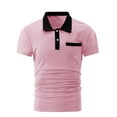 thumbnail image 4 of hoksml Mens Summer Athletic Short Sleeve Solid Color Collared Button Polos Fashion Chest Pocket Colour Blocking T Shirt Classic Golf Shirts, 4 of 9