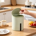 thumbnail image 5 of Mini Desktop Trash Can With Lid - Compact Countertop Waste Bin, Plastic, Green - Small Garbage Basket for Home Office Kitchen Bathroom - 6.2x5.1x5.1in, 0.44lb, 5 of 6