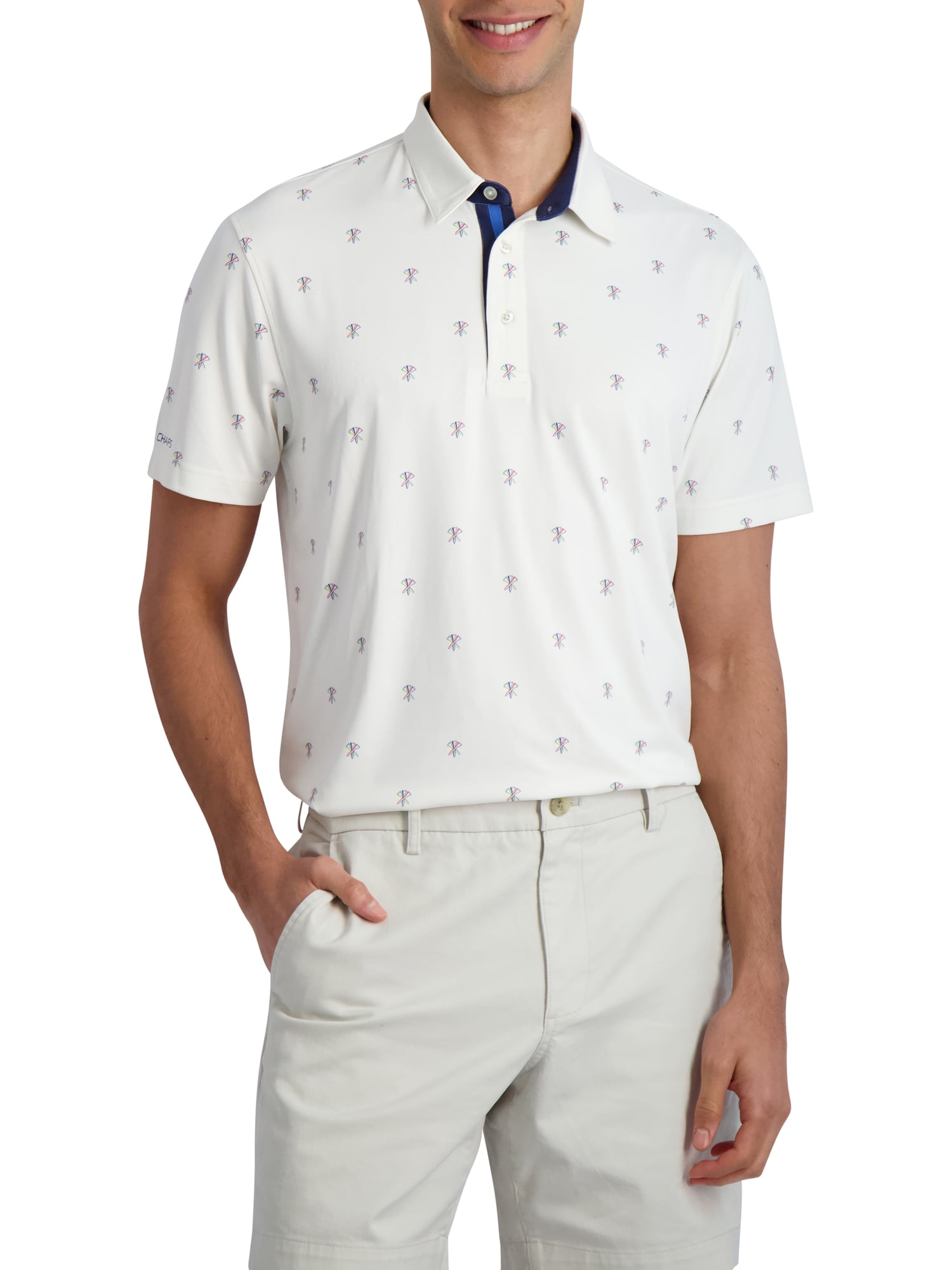 Chaps Men's & Big Men's Performance Golf Printed Polo, Up to 3XL