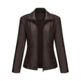 thumbnail image 4 of Faux Leather Jacket for Women Motorcycle Fashion Zip Up Coat Trendy Going Out Jackets Coffee XXL, 4 of 9