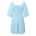 thumbnail image 5 of WENWU Womens Dresses 2024 Spring Summer Deep V Neck Elegant Bow Tie Mini Dress S XL Casual Knee Length Dresses for Women Maxi for Women, 5 of 7
