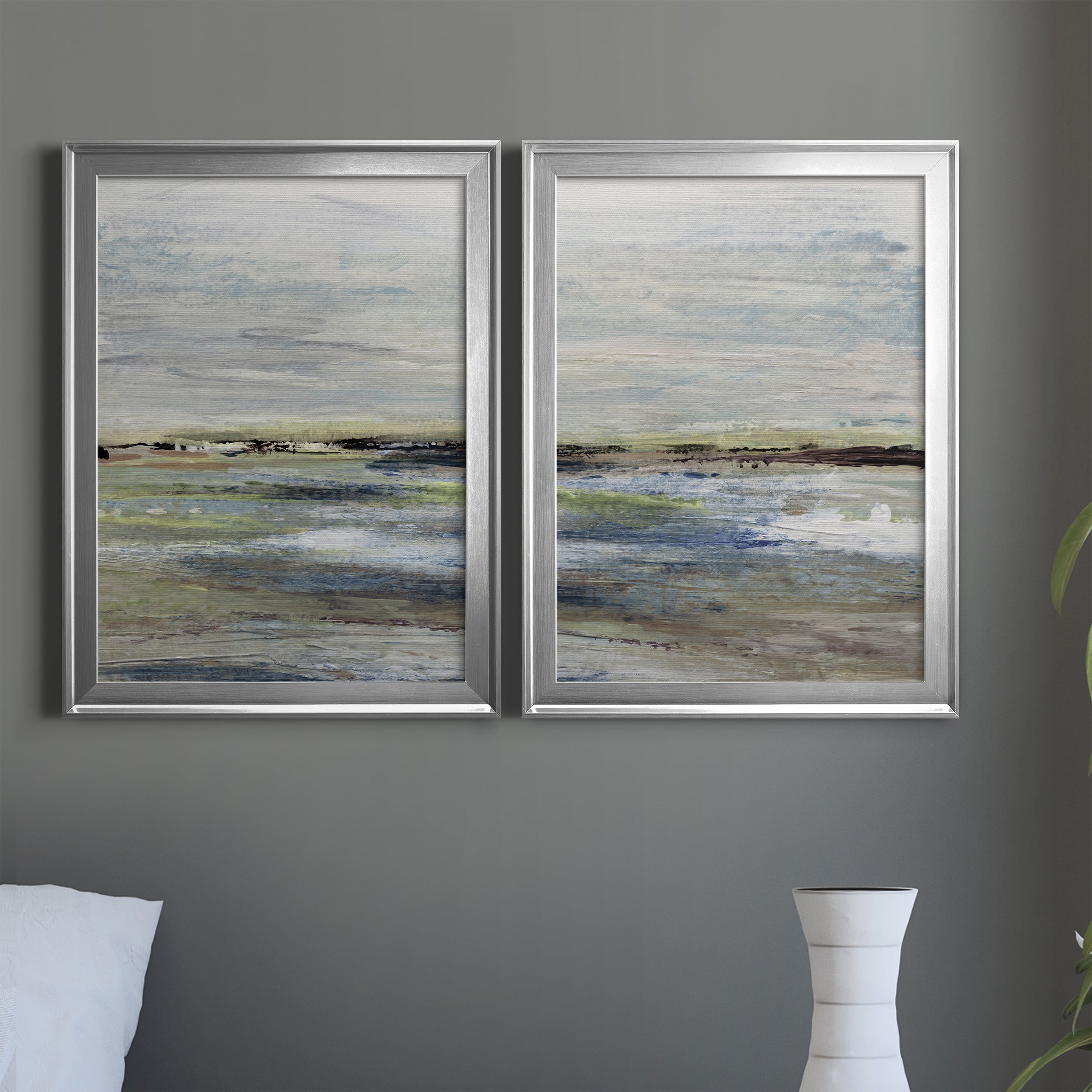 2 Piece Set Wetlands I Premium Framed Canvas - Ready to Hang - 22.5 x 30.5 Each - Silver Frame