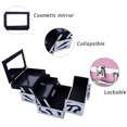 thumbnail image 3 of Makeup Box Train Case Large Storage Capacity Portable Travel Cosmetic Organizer with Compartments and 2-Tier Trays with Mirror, Lockable with Keys - Zebra, 3 of 9