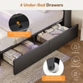 thumbnail image 6 of Twin Gaming Bed Frames with 4 Drawers and Storage Headboard, Faux Leather Upholstered Platform Beds with RGB LED Lights & Charging Station, Esports-Style Twin Bed Frame, Black, 6 of 9