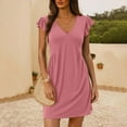 thumbnail image 3 of WILLBEST Vestido De Verano Para Mujer, Vestido De Playa Informal De Verano Para Mujer, Vestido Mini Holgado Con Escote En V Profundo Y Mangas Con Volantes Para Un Estilo Relajado, 3 of 3