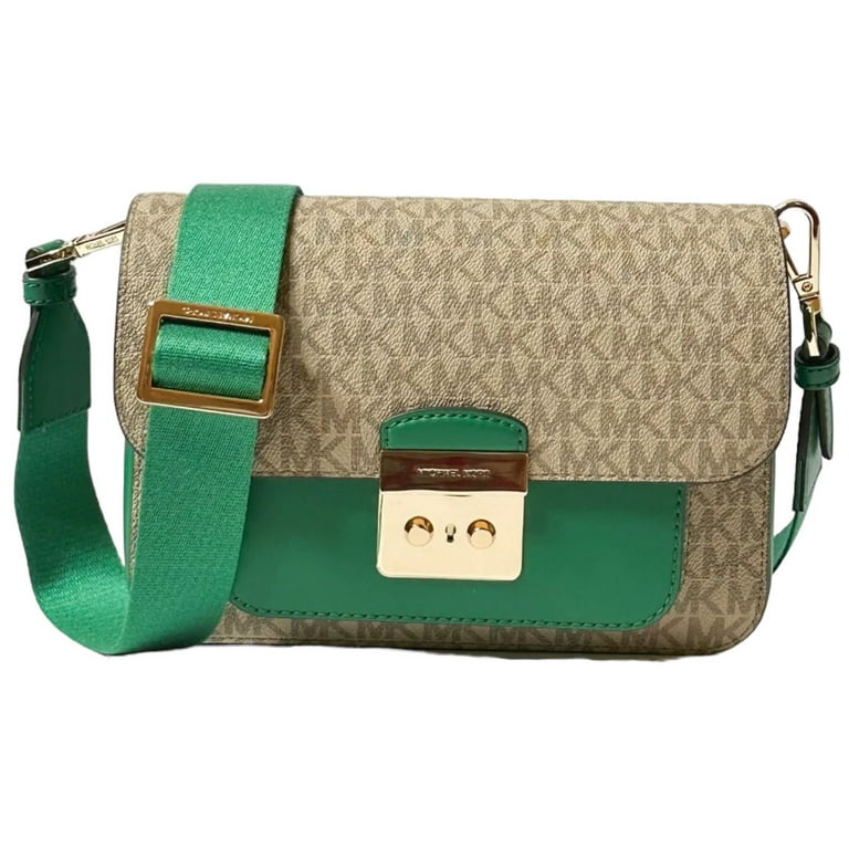 Michael Kors Sloan Editor Medium Green Leather Flap Messenger