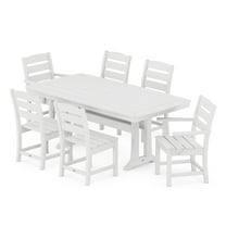 POLYWOOD Lakeside 7-Piece Nautical Trestle Dining Set in White