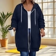 thumbnail image 2 of Womens Plus Size Hoodies Long Tunic Loose Fit Zip Up Sweatshirt Drawstring Casual Oversized Comfy Fall Coat with Pockets, 2 of 7