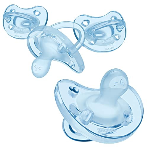 Chupete de Silicona 100% Suave PhysioForma de Chicco para Bebés, 0-6 meses, Transparente, Tetina Ortodóntica, Libre de BPA, 4 unidades con Estuche de Esterilización