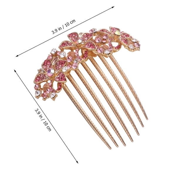 LABSERRON 1Pcs Pink Rhinestone Hair Comb For Women Hair Pieces For Wedding
