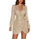 thumbnail image 2 of Puntoco Vestidos Mujer Verano Lentejuelas Fiesta Invierno Manga Larga Cintura Plisada Diseño Nalgas Envuelto Faldasexy, 2 of 7