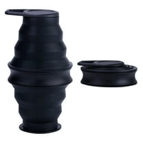 Black Collapsible Water Bottle 17oz(500ml) Silicone Foldable Water Bottles for Travel Gym Camping Hiking Reuseable BPA Free Portable LeakProof Sports Water Bottle