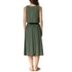 thumbnail image 3 of Conjunto de falda de 2 piezas INSPIRE CHIC para mujer, sin mangas, top corto, falda midi de cintura alta en línea A, atuendos casuales de verano, verde ejército S, 3 of 6