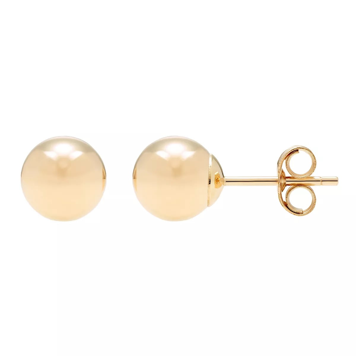 14KT Yellow Gold Earring Shiny Ball Beaded Screw On Half Hoop NEW SINGLE Small Not a Pair