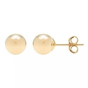 14k Gold Classic Lightweight Ball Stud Earrings, 3mm to 9mm, with Pushback, Womens