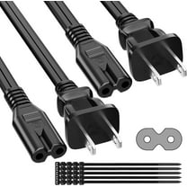 2 Prong Power Cord 2 FT 2-Pack Non-Polarized AC Power Replacement Supply Cable
