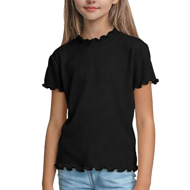 RXMEKW Soft Breathable Short Sleeve Round Neck T-Shirt For Kids Toddler For Spring Summer 100% Polyester Solid Color Top