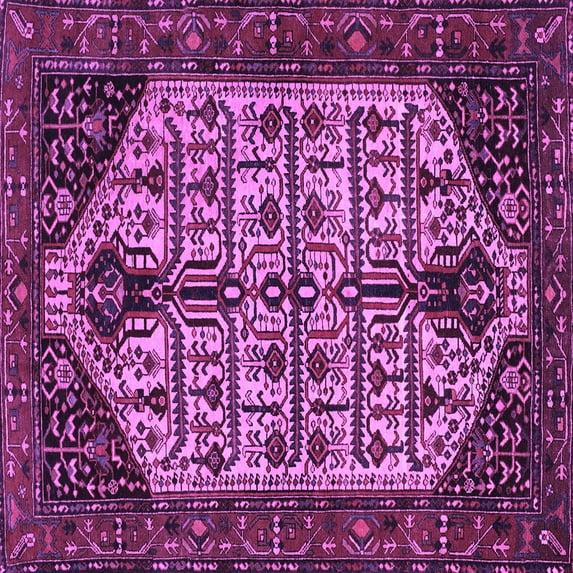 Ahgly Company Indoor Square Persian Purple Traditional Area Rugs, 7' Square