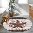 thumbnail image 3 of Small Round Rug 3Ft Washable Non-Slip, Texas Star Vintage Circle Area Rugs for Living Room Bedroom, Red Berry Retro Art Brown White Wooden Indoor Floor Mats Carpet Runner for Home Decor, 3 of 8