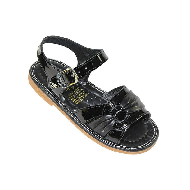 SANDALIA PISO CASUAL KINDER MUJER DAMA NEGRO CHAROL 6624 LEON 6624p