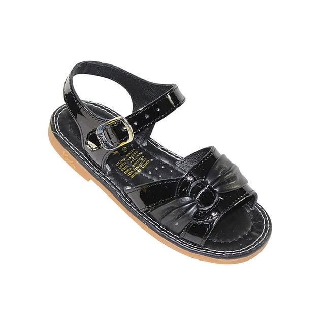 SANDALIA PISO CASUAL KINDER NIÑA MUJER DAMA NEGRO CHAROL 6624 LEON 6624p