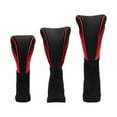 thumbnail image 2 of 3 Uds Golf Cubiertas de Madera para Cabeza para Club de Golf Funda Protectora para Tacos de Golf Suave Cuello Largo Cubiertas de Cabeza de Madera para Negro y rojo, 2 of 8