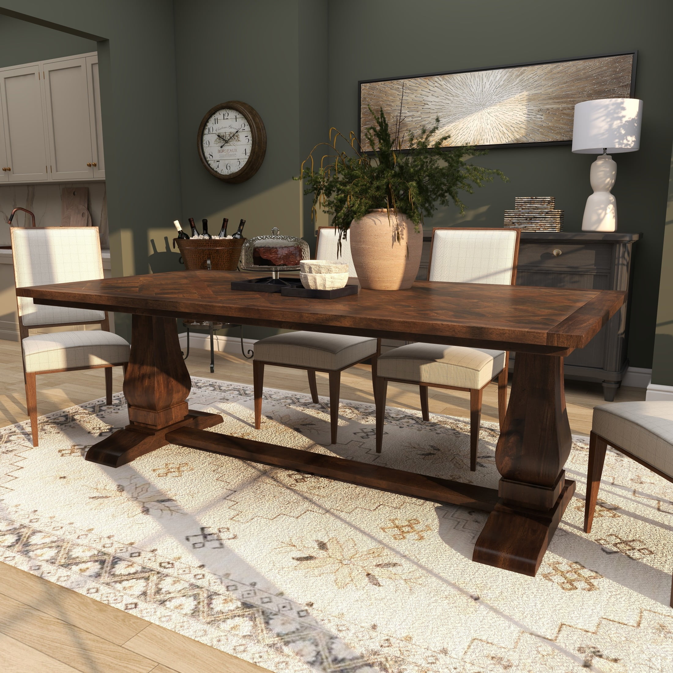 アメリカ家具 ダークブラウン木製スクエアテーブル PACIFIC FURNITURE SERVICE P.F.S SQUARE TABLE L size Birch