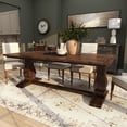 thumbnail image 3 of DecMode 84" x 30" Brown Mango Wood Dining Table with Parquet Inlay, 1-Piece, 3 of 15