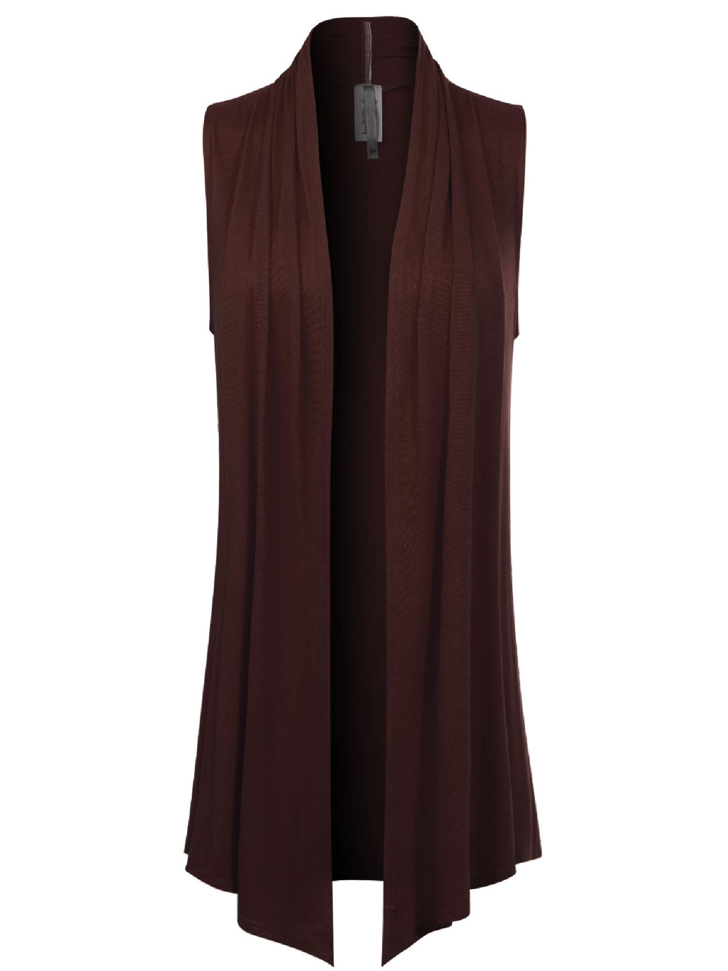 Made by Olivia Women's [Made in USA] Open Front Draped Waterfall Sleeveless  Shawl Cardigan Vest (S-3XL) - Walmart.com