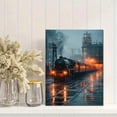 thumbnail image 2 of Foggy Night Railway Steam Train Canvas Wall Art, Modern Home Decor Canvas Print for Living Room Bedroom, 2 of 8