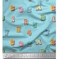 thumbnail image 1 of Soimoi Modal Satin Fabric Numbers & Alphabets Text Printed Craft Fabric by The Yard 42 Inch Wide, 1 of 3