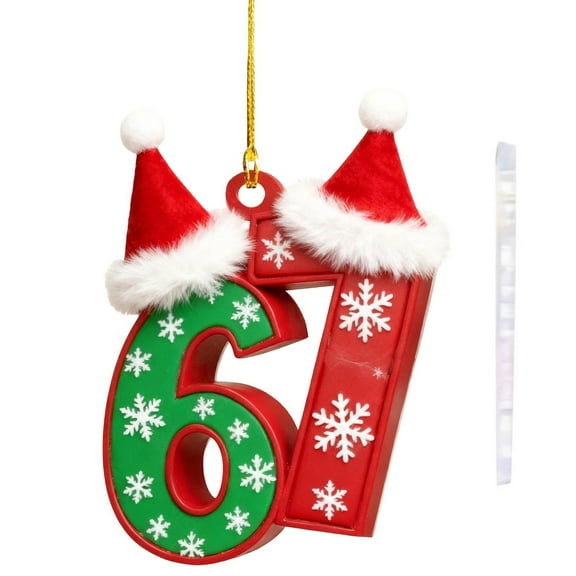 67 Christmas Ornament Funny 67 Meme Ornaments for Xmas Tree, 2D Acrylic Holiday Decor 6 7 Teen Slang Ornaments,for Humor Lovers and Gift Givers