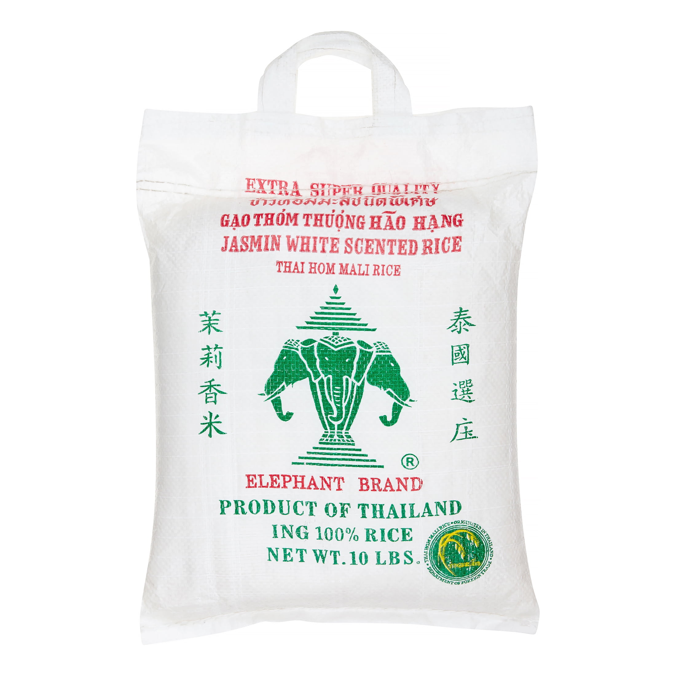 Elephant, Thai Jasmine White Scented Rice, 10 Pound