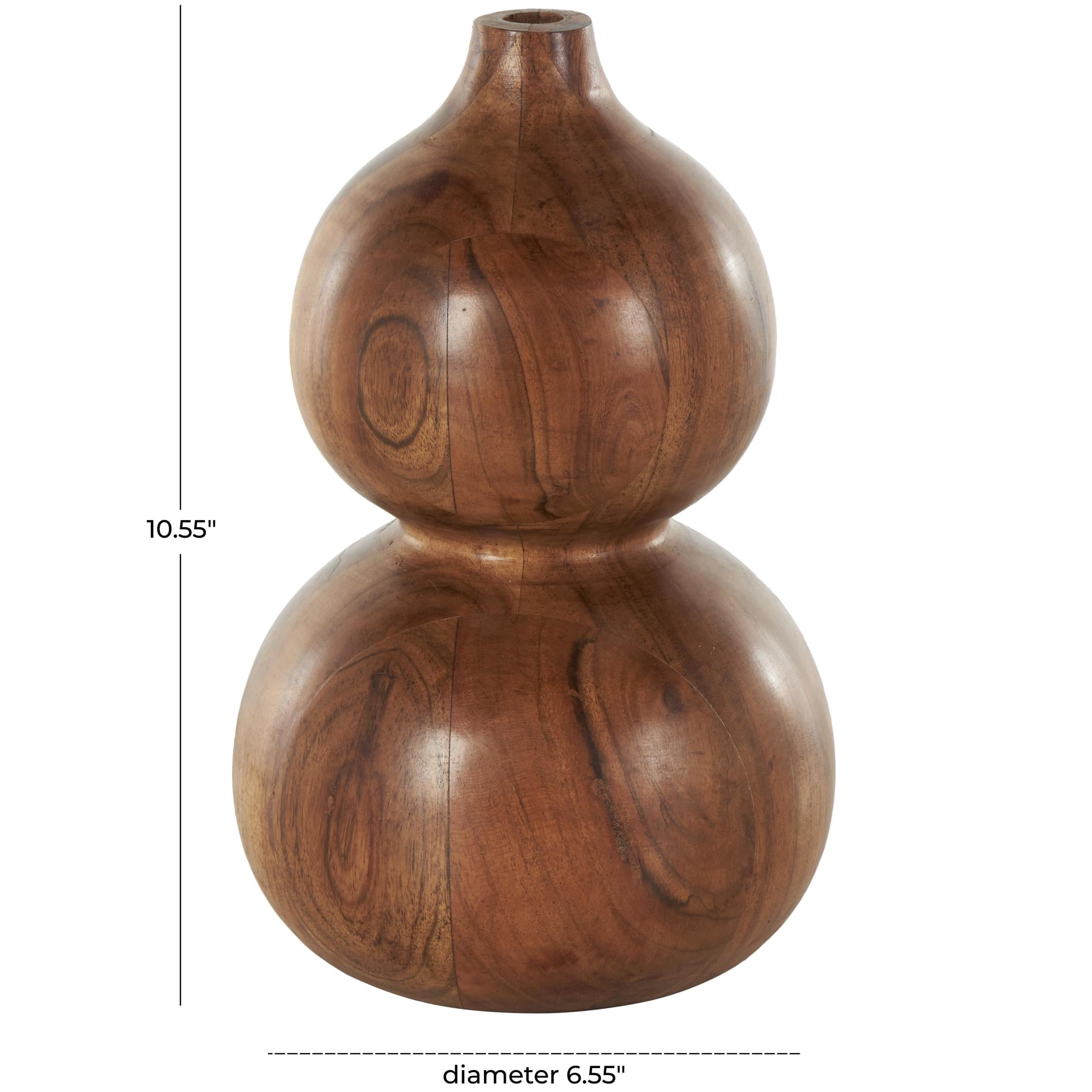 DecMode 11" Bubble Brown Wood Vase with Natural Wood Grains