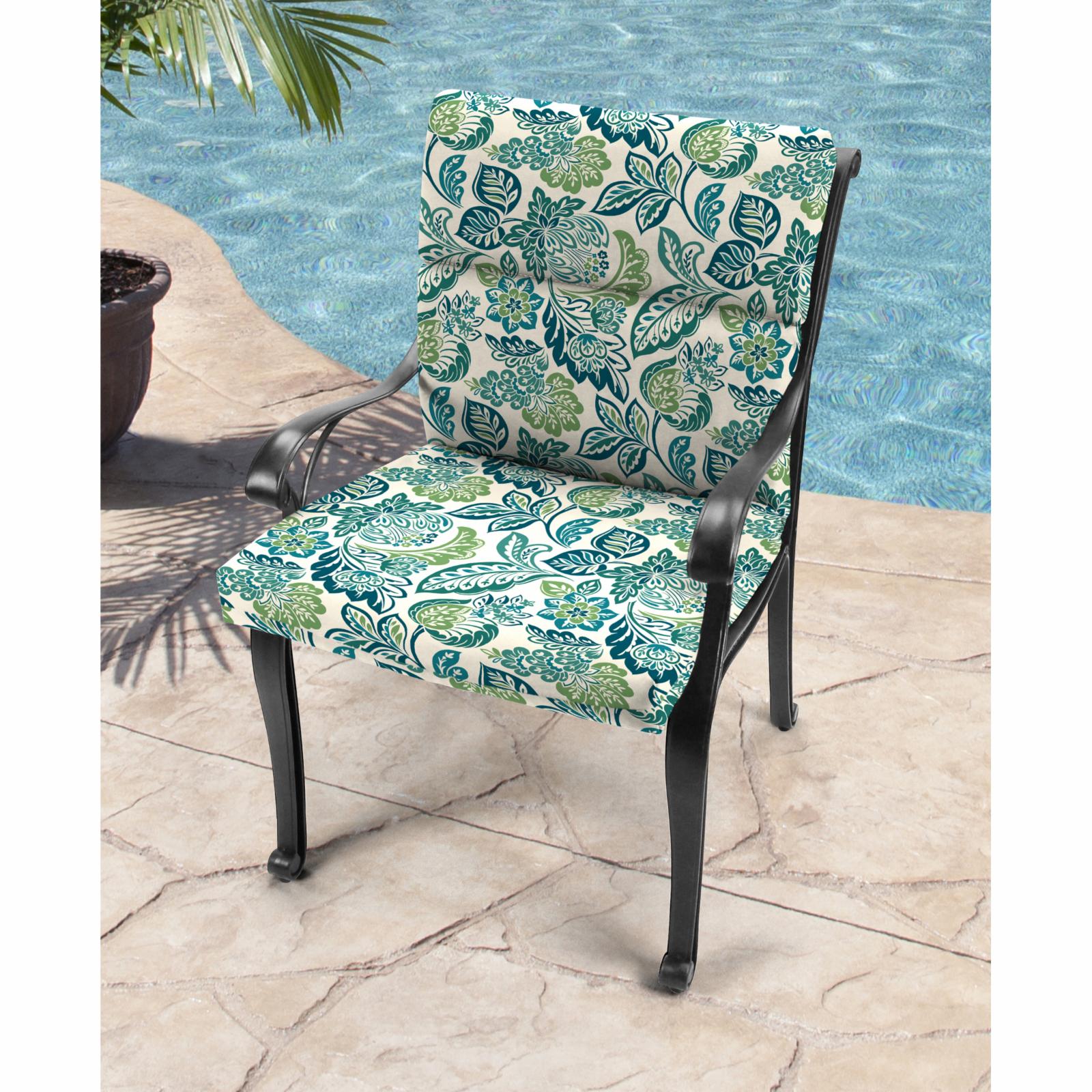 Jordan Manufacturing 22" x 44" Green Solid Outdoor Chair Cushion with Ties and Loop