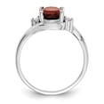 thumbnail image 2 of Auriga 14k White Gold 8x6mm Oval Garnet AA Diamond Ring for Women Size-6, 2 of 4