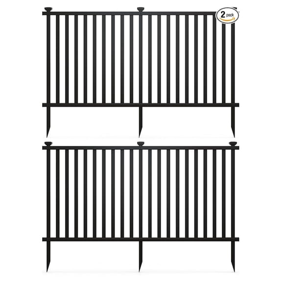 Garden Fence 2 Panels, 80”L x 37.5”H Outdoor Privacy Screen w/Sharp Ground Stakes, Protective , Fence, Vinyl Picket Fence Garden Fencing for Yard Patio, Animal Barrier Black