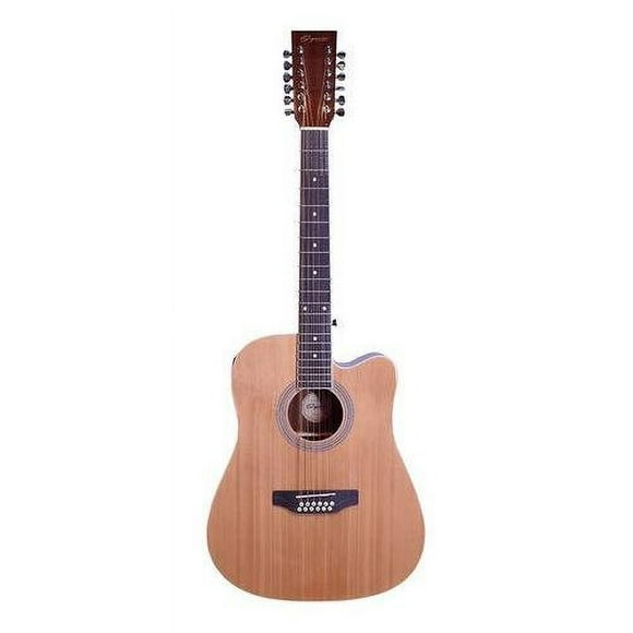 Guitarra Segovia Texana Electroacústica Negra con Afinador 12 Cuerdas