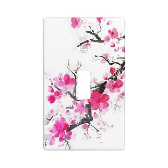 Sakura branch Pink Light Switch Cover Plates Single Toggle Wall Plate, Decorative 1-Gang Christmas Decor Lightswitch Cover