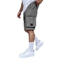 thumbnail image 4 of Men's Cargo Shorts with Multi-Pockets - Big & Tall Casual Drawstring Shorts, Lightweight Summer Streetwear with Zipper Pockets, Elastic Waist Workout Jogger Shorts Dark Gray XS, 4 of 6