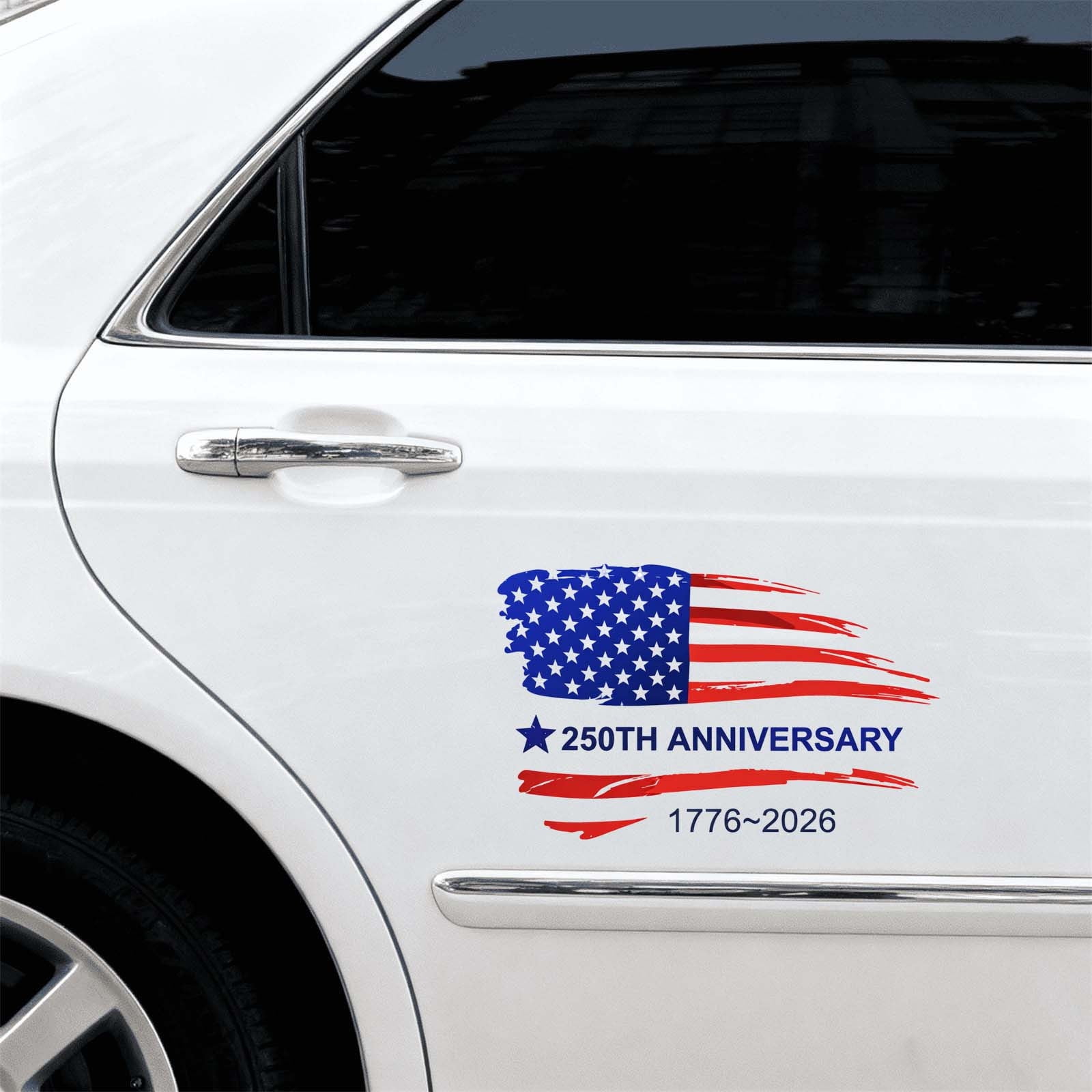 250 Years America Car Decal – 250th Anniversary USA Patriotic Vinyl Sticker for Car Windows, Waterproof Peel-and-Stick Independence Day Decoration