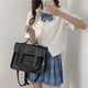 thumbnail image 1 of Mochila para mujer Bolso de hombro para estudiante Bolso escolar Bolsillos múltiples Correa ajustable Moda PU Bolso de compras Bolso Monedero Mochila Negro Macarena Tote de hombro, 1 of 8