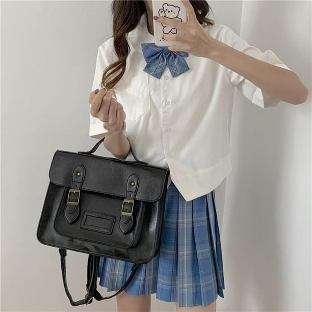 Mochilas para mujer, bolso de hombro, mochila escolar, monedero con correa ajustable para el hombro, múltiples bolsillos, bolso de uniforme informal, Negro Hugo Tote de hombro