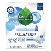 Seventh Generation Dishwasher Detergent Packs, Blasts Away Stuck-On Food, Free & Clear, 45 Packs