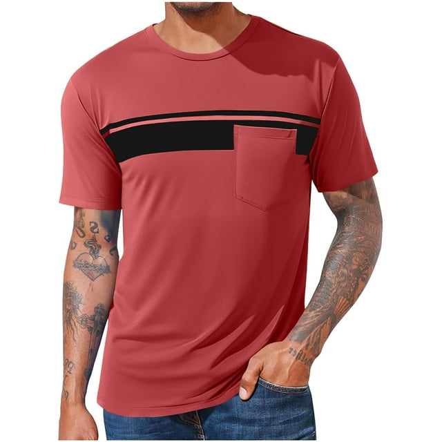 Styesk T-Shirts pour Homme T-Shirts en Coton pour Hommes T-Shirts Décontractés Basiques à Col Rond T-Shirts à Manches Courtes Tee-Shirts avec Poche Blouses à Col Rond Chemises