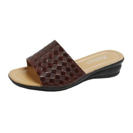 

Womens Wedge Solid Round Head Shoes Comfy Sandals Casual Comfortable Sandals Summer Open Toe Slide Sandals Comfortable Flats Flip-Flops Sandal Casual Platforms Wedge Sandals Heeled Sandals A15287