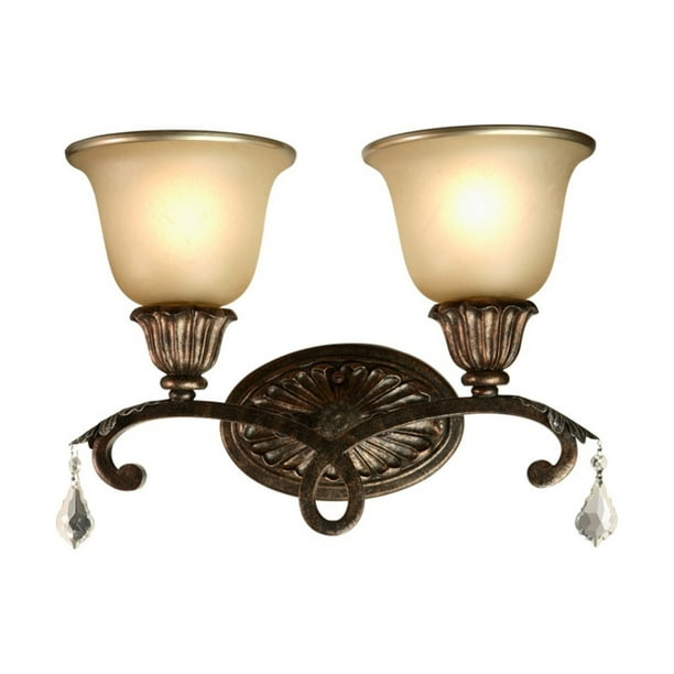 Bathroom Vanity 2 Light Bulb Fixture With Multi Tone Bronze Finish