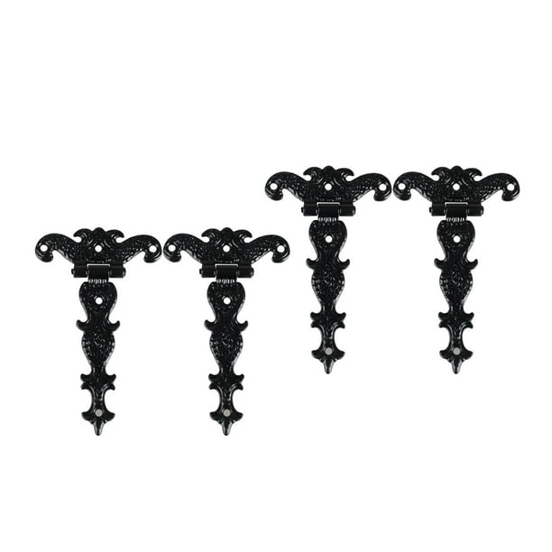 Paquete de 4 bisagras de puerta rústicas retro con correa en T, de metal, decorativas, accesorios premium Negro