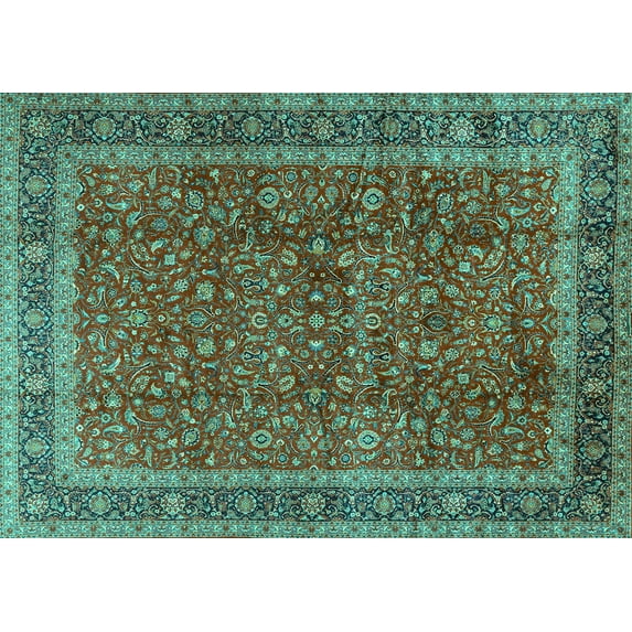 Ahgly Company Indoor Rectangle Persian Turquoise Blue Traditional Area Rugs, 7' x 9'